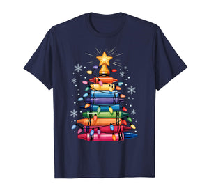 Crayon Christmas Tree Funny Merry Christmas Teacher T-Shirt