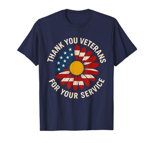Thank You Veterans Floral Flag Veterans Day T-Shirt