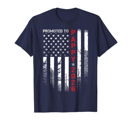 Patriotic Mens Promoted to Pappy Est 2026 First Time Dad T-Shirt