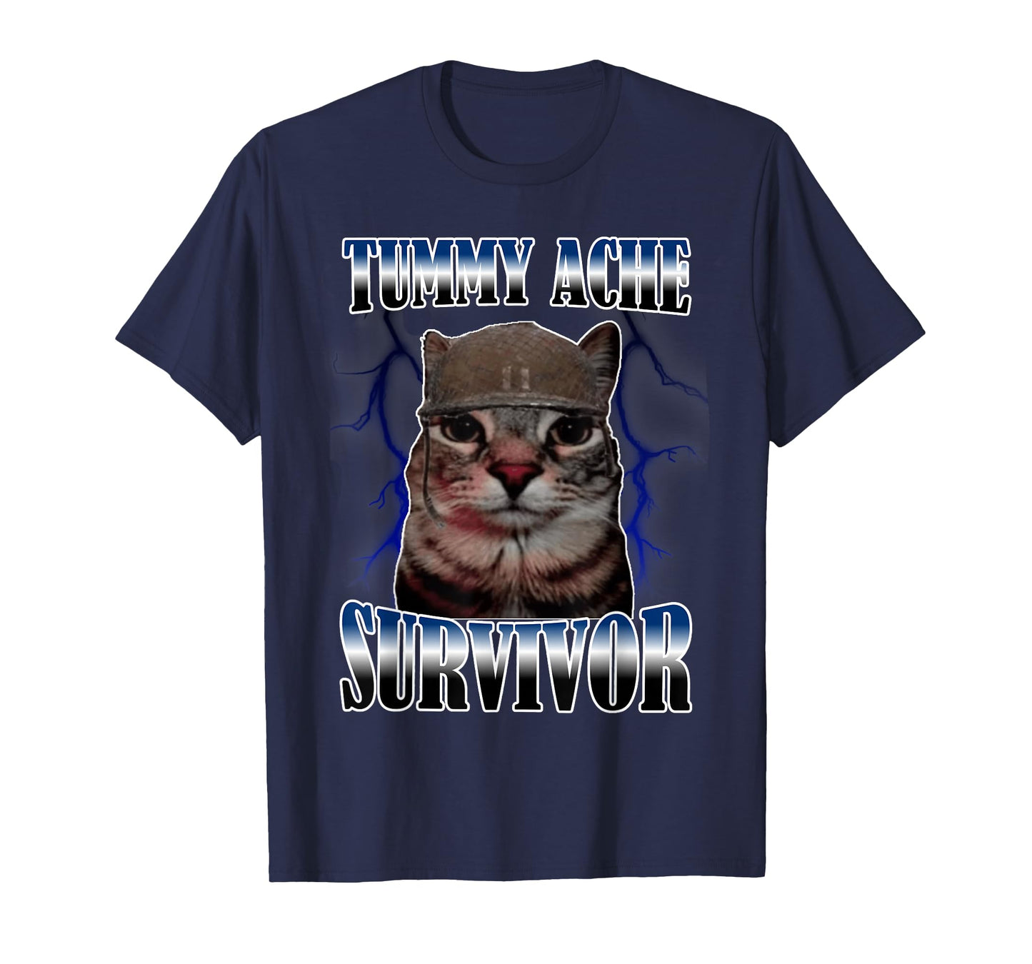 Funny Saying Cats Tummy Ache Survivor Cat Meme T-Shirt