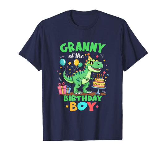 Granny of The Birthday Boy T Rex Dinosaur Family Party T-Shirt