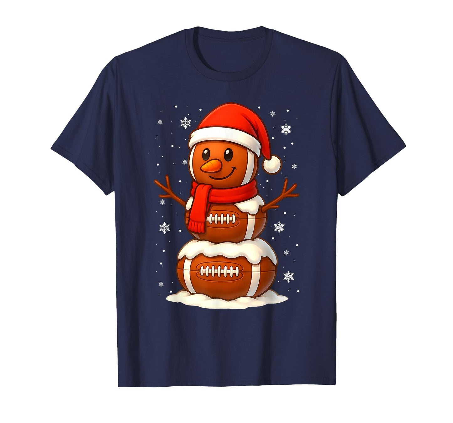 Merry Christmas Football Snowman Holiday Sports Xmas Pajamas T-Shirt