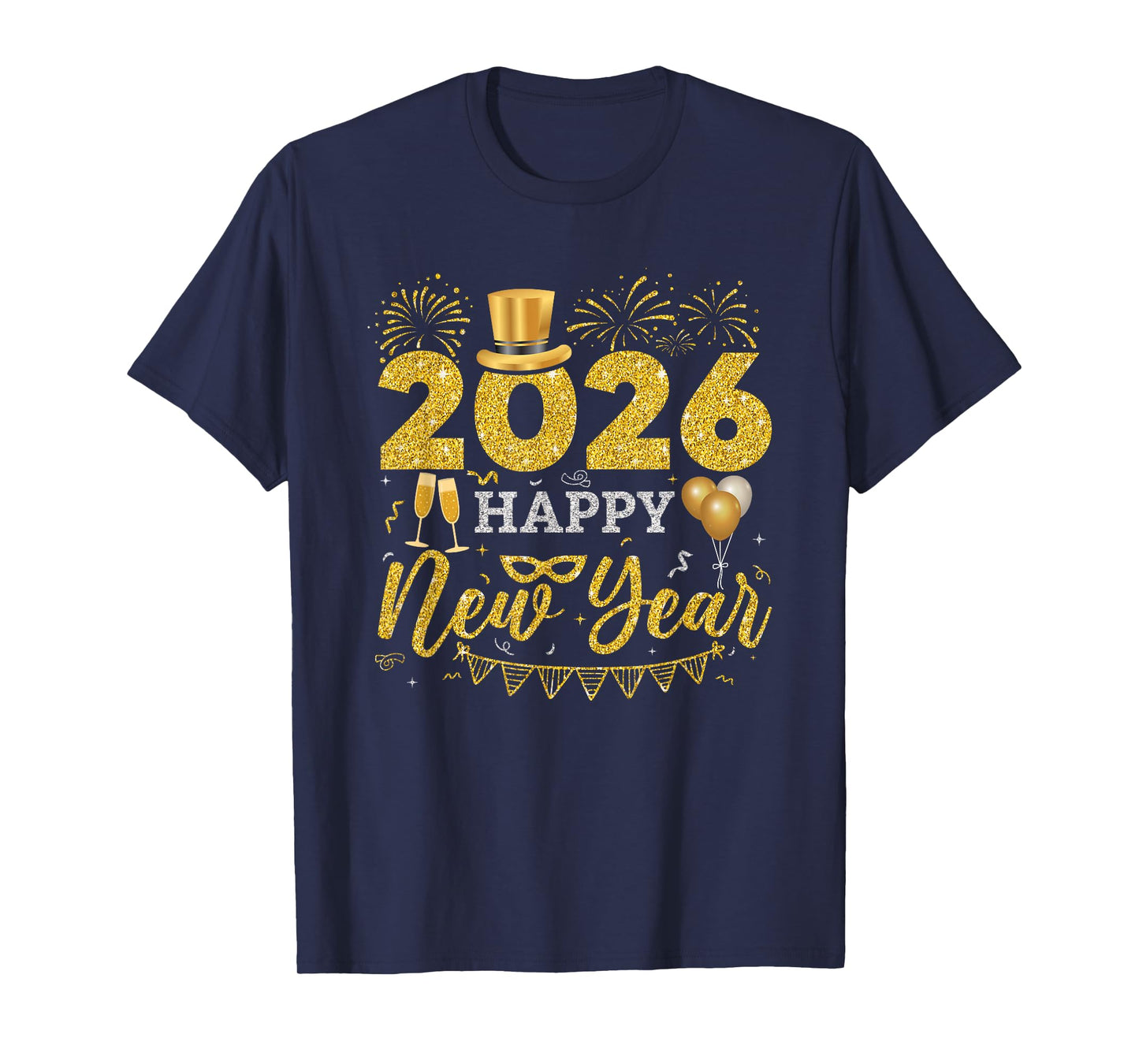 Happy New Year Party 2026 Ballon Family Matching Men Women T-Shirt