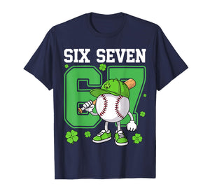 Boys St Patricks Day 67 Six Seven Baseball Ice Cream Drip T-Shirt