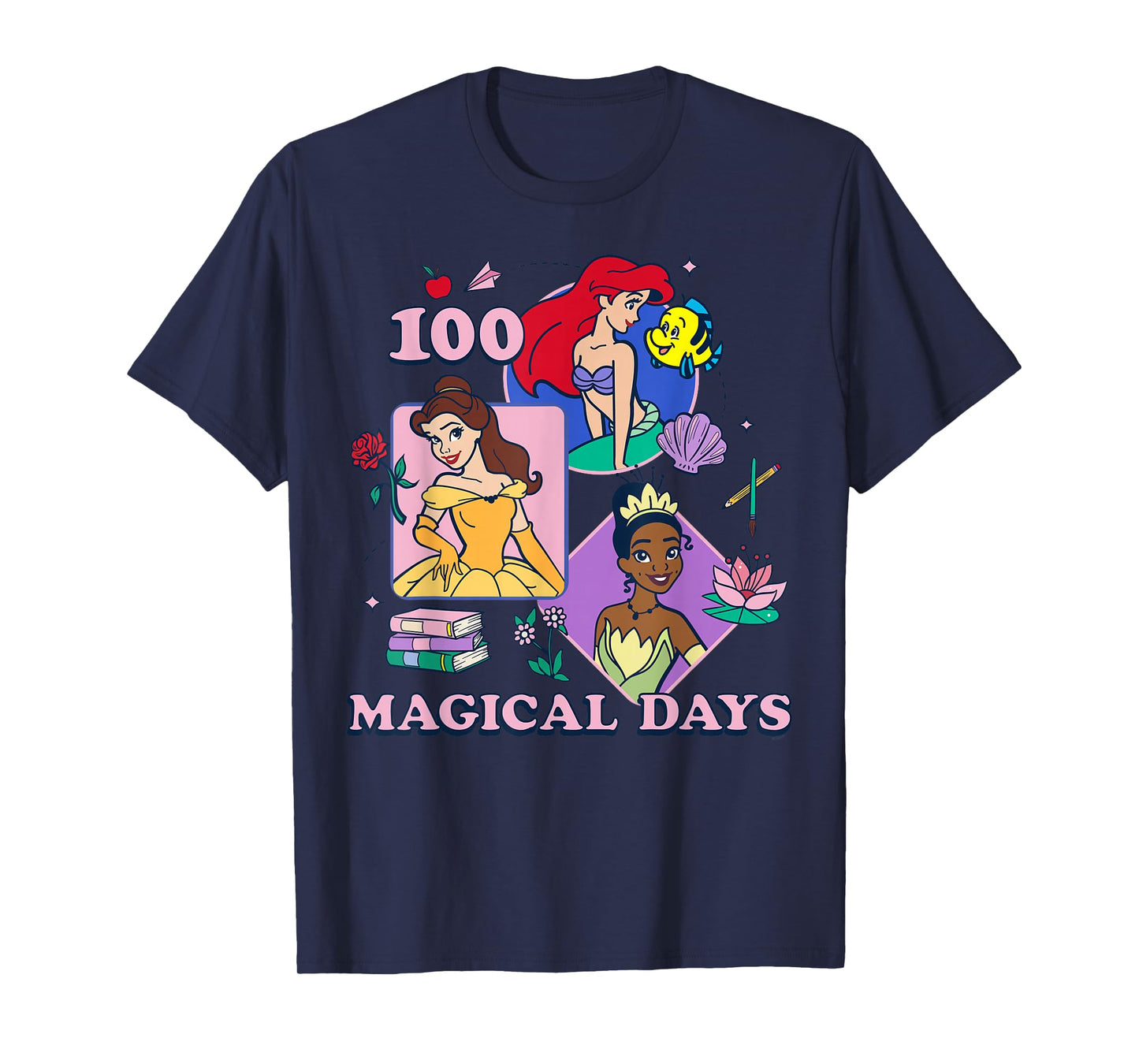 Disney Princess 100 Magical Days of School 100th Day T-Shirt