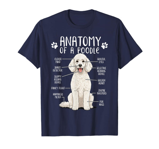Funny Anatomy Poodle Dog Standard Poodle Owner White Poodle T-Shirt