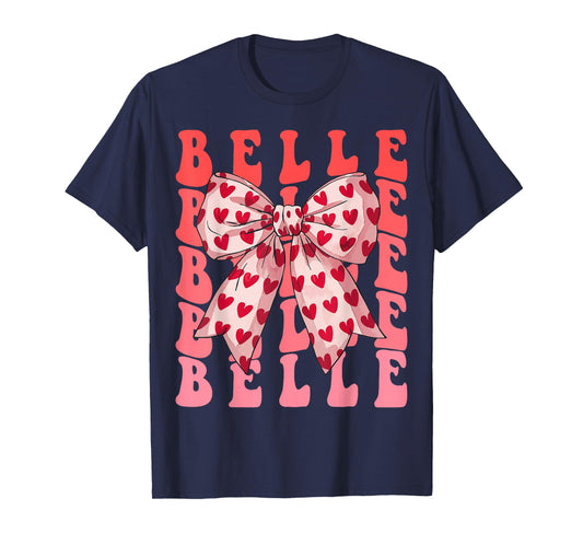 Coquette Bow Belle Name Aesthetic Women Mothers Day Design T-Shirt