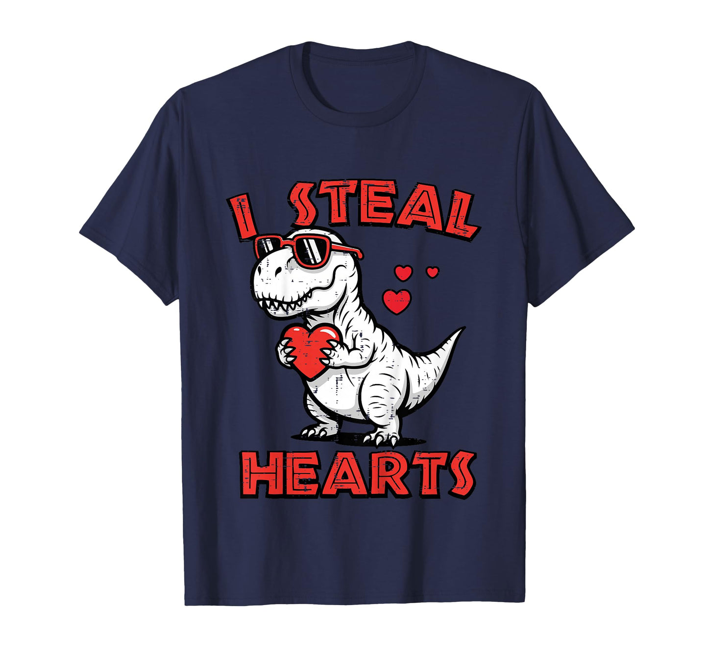 Kids Valentines Day I Steal Hearts Dino Trex Toddler Boys Kids T-Shirt