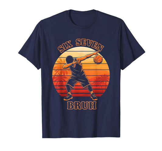 Dabbing Basketball Ball 67 Meme Bruh Funny Boys Sports Retro T-Shirt