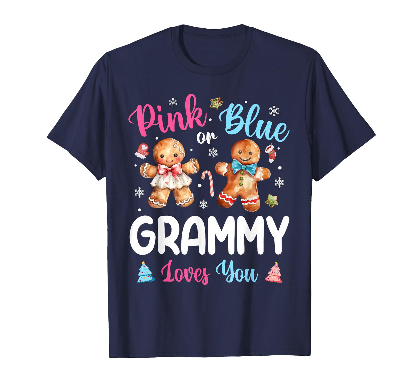 Pink or Blue Grammy Loves You Gender Reveal Christmas T-Shirt