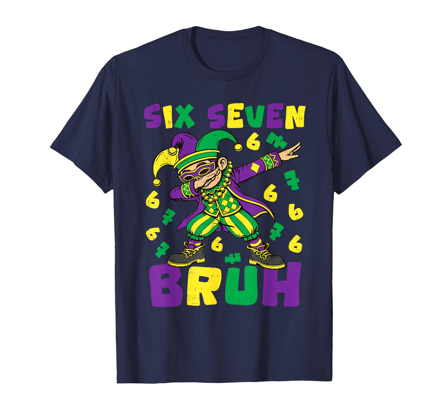 Mardi Gras Carnival Six Seven Bruh Dabbing 6 7 Meme Boys Kid T-Shirt