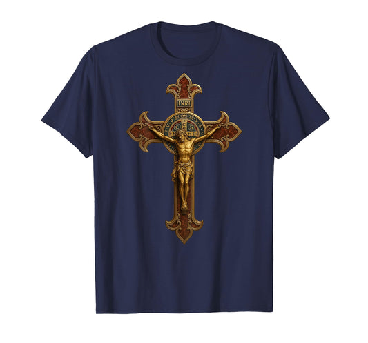 Catholic Cross - St Benedict Crucifix T-Shirt