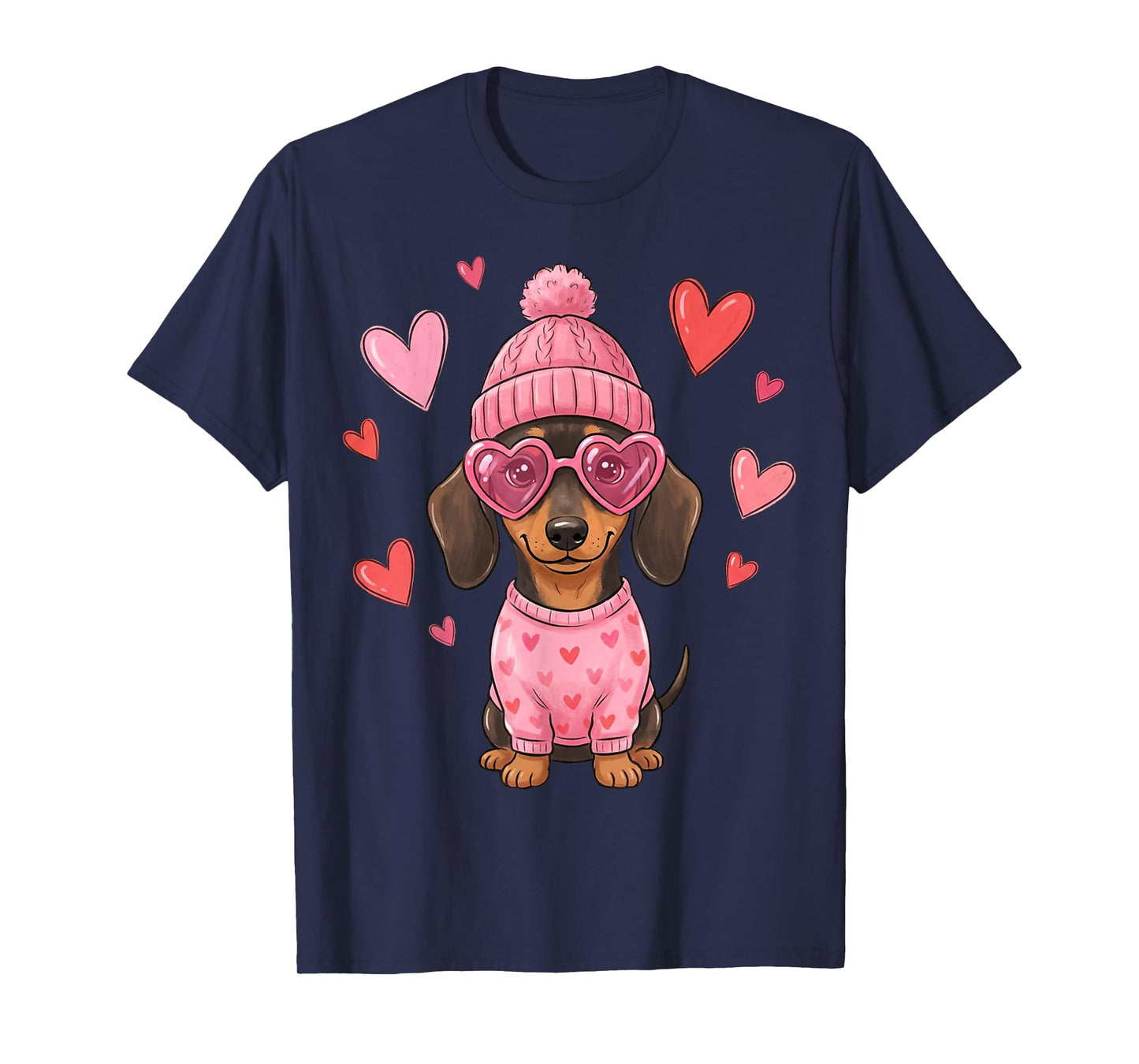 Cute Dachshund Valentines Dogs with Hearts Dog Valentine T-Shirt