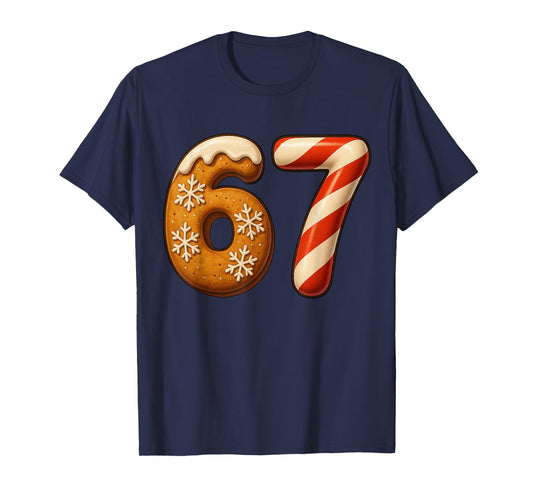 67 Six Seven 6-7 Gingerbread Candy Cane Christmas Kids Meme T-Shirt