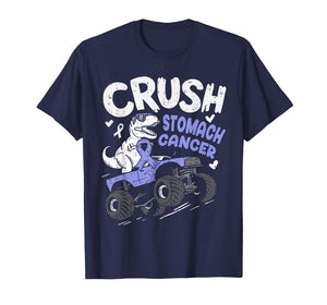 Crush Stomach Cancer Awareness Dino Ribbon Periwinkle Blue T-Shirt