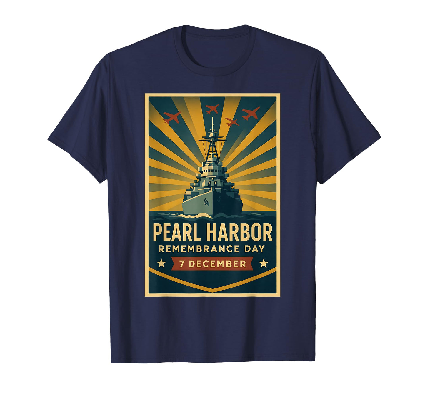 Pearl Harbor Remembrance Day Retro Naval Memorial Artwork T-Shirt