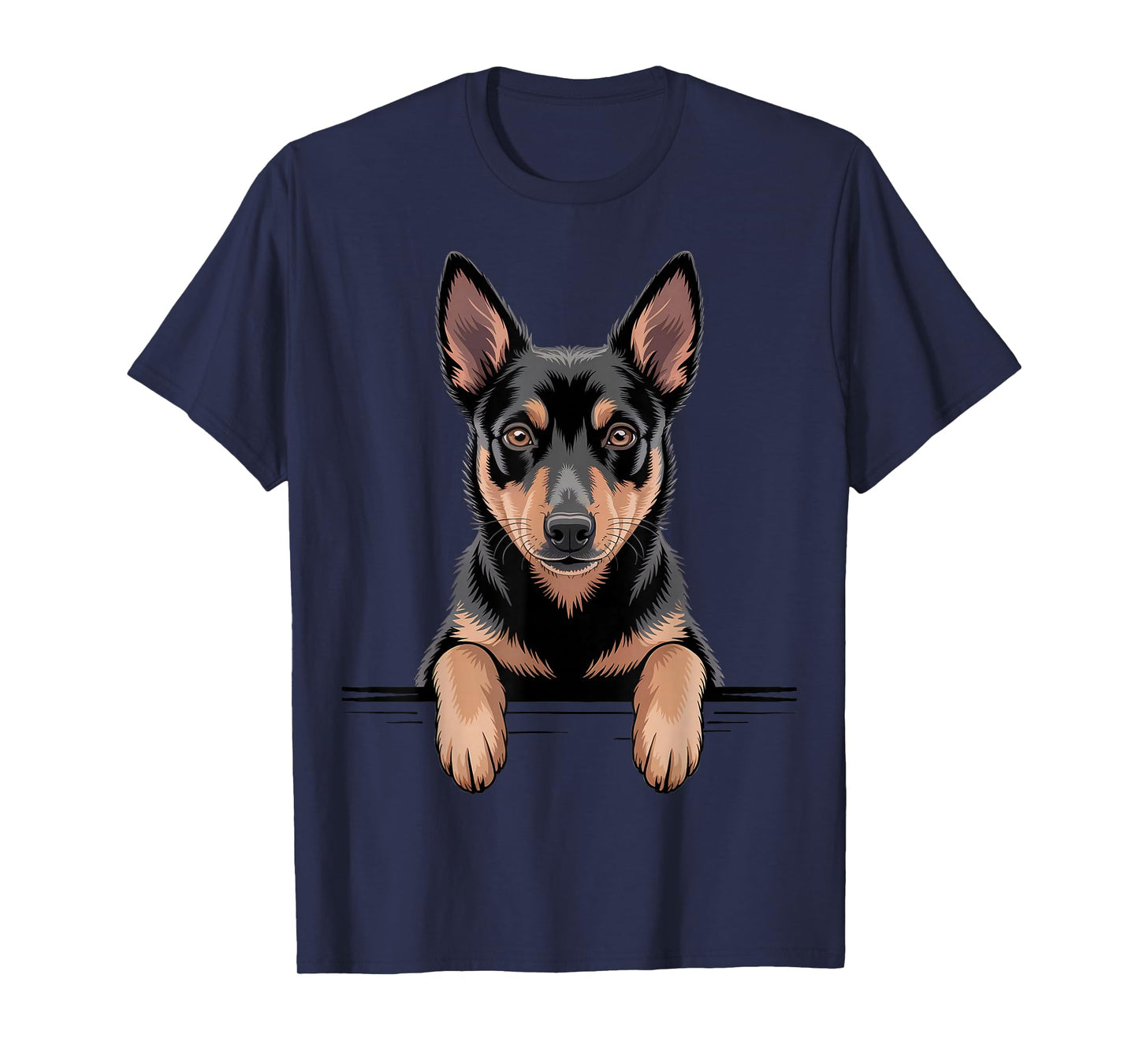 Australian Kelpie Funny Peeking Pocket Puppy Dog Lover T-Shirt