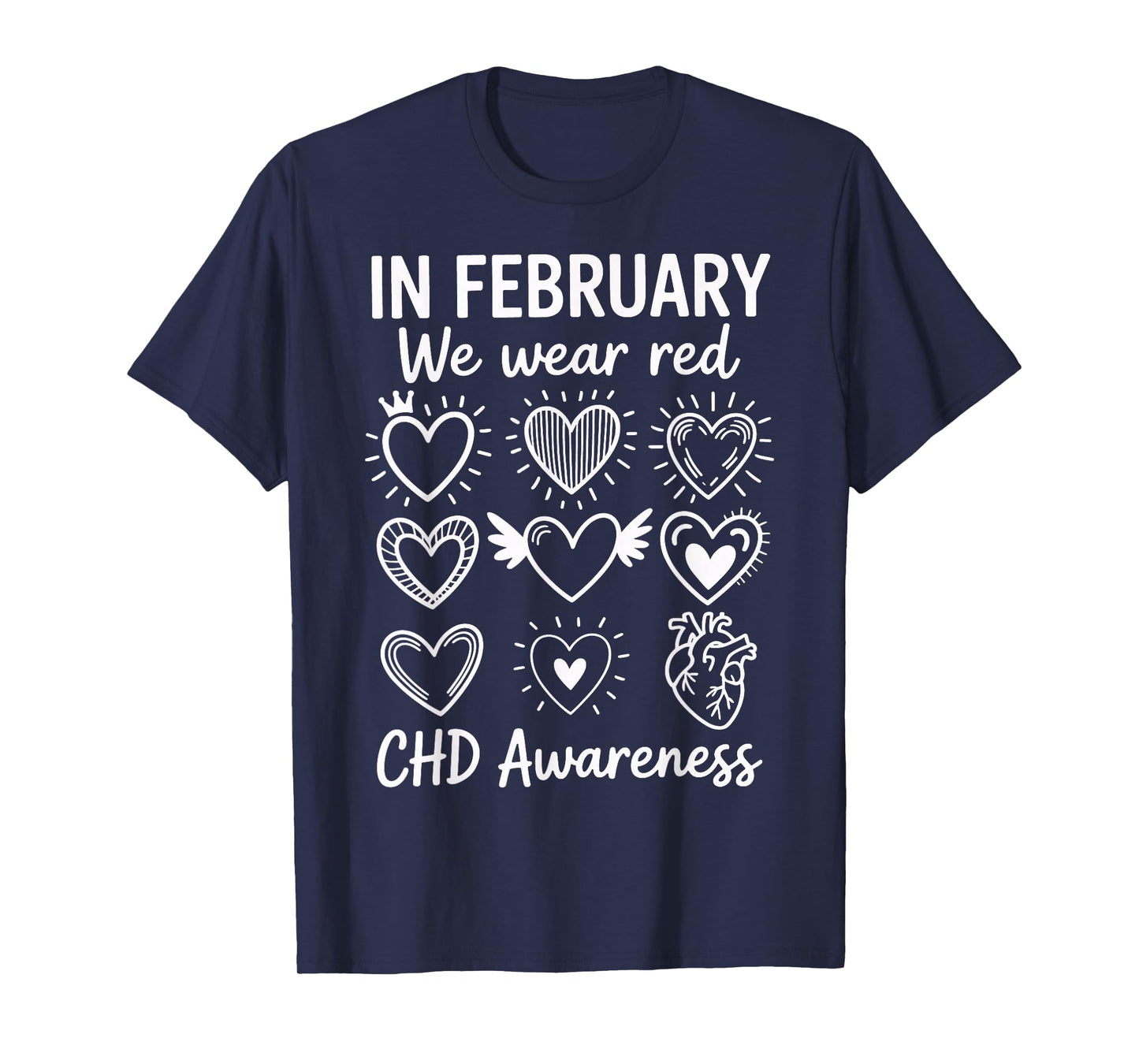 in February We Wear Red CHD Heart Ribbon Women Men Kids T-Shirt