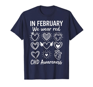 in February We Wear Red CHD Heart Ribbon Women Men Kids T-Shirt