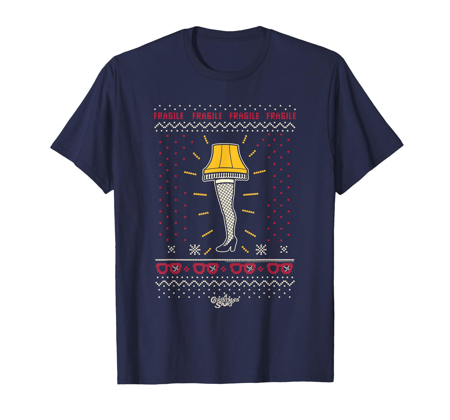 A Christmas Story Fragile Leg Lamp Sweater Print Xmas Movie T-Shirt