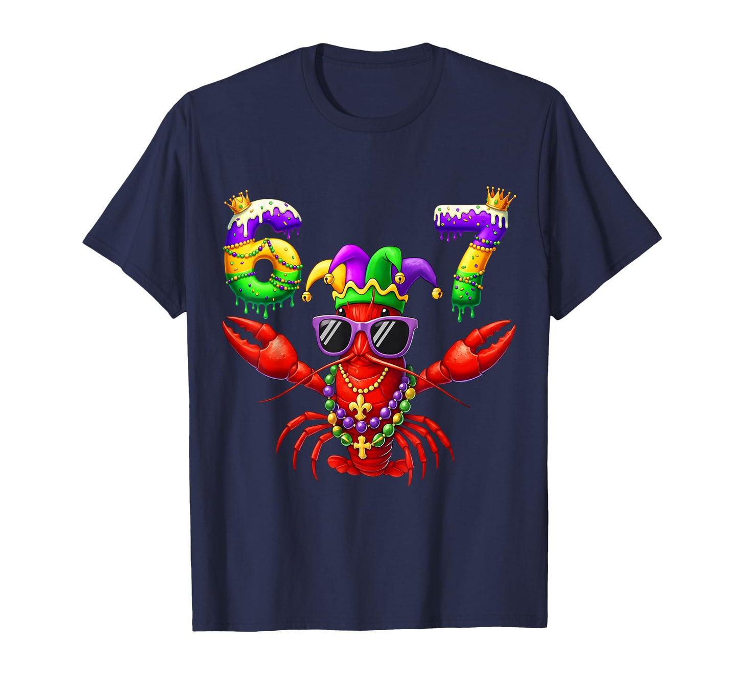 67 Mardi Gras Crawfish Beads Six Seven Carnival Boy Kids 6 7 T-Shirt