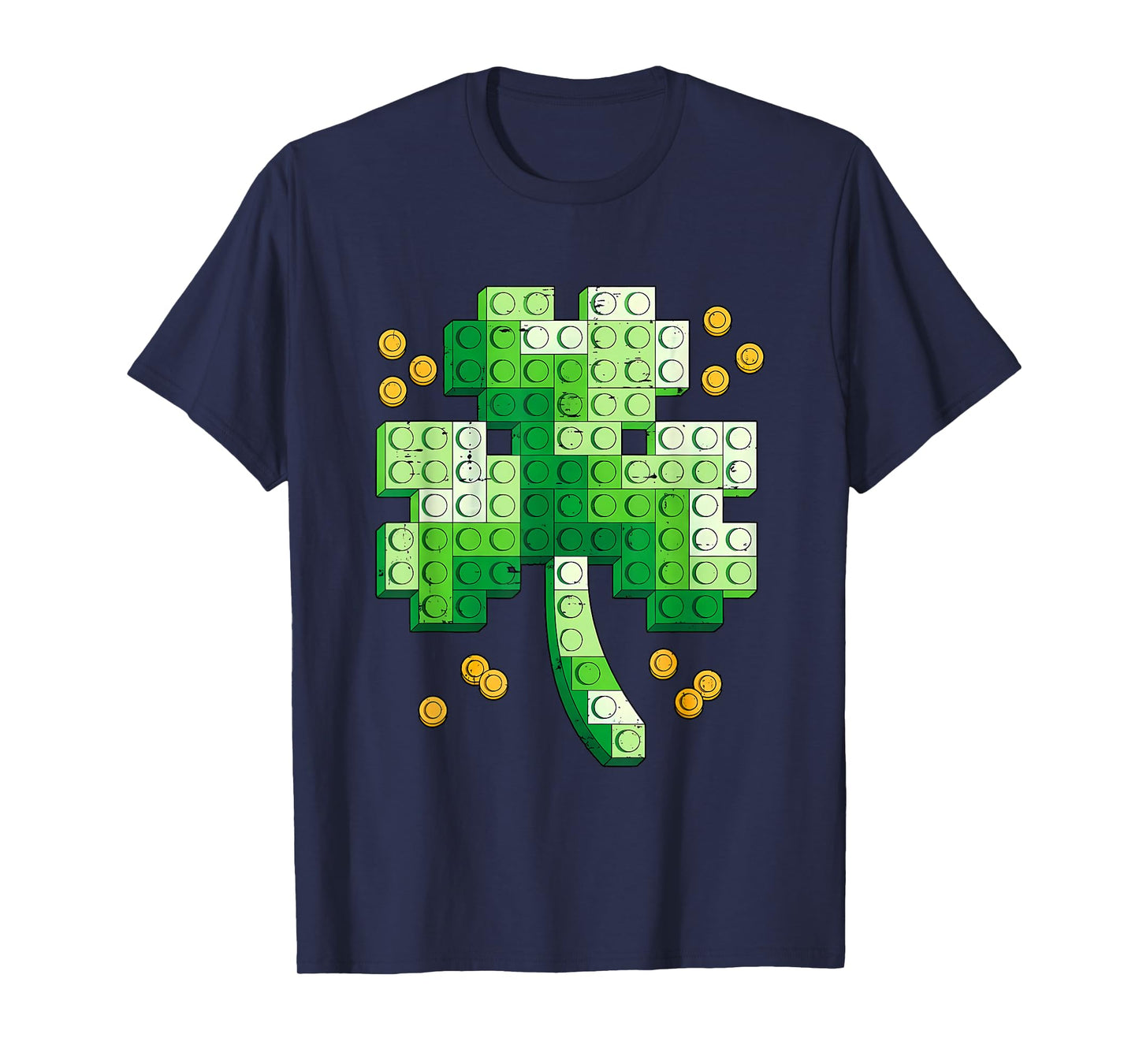St Patricks Day Shamrock Building Blocks Bricks Boys Girls T-Shirt