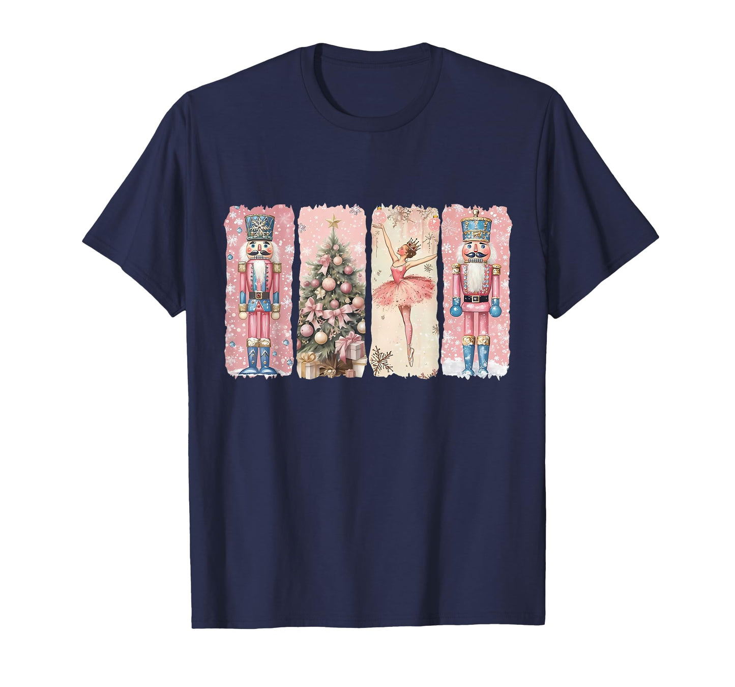 Preppy Retro Pink Nutcrackers Ballet Sugar Plum Fairy Xmas T-Shirt