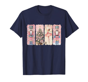Preppy Retro Pink Nutcrackers Ballet Sugar Plum Fairy Xmas T-Shirt