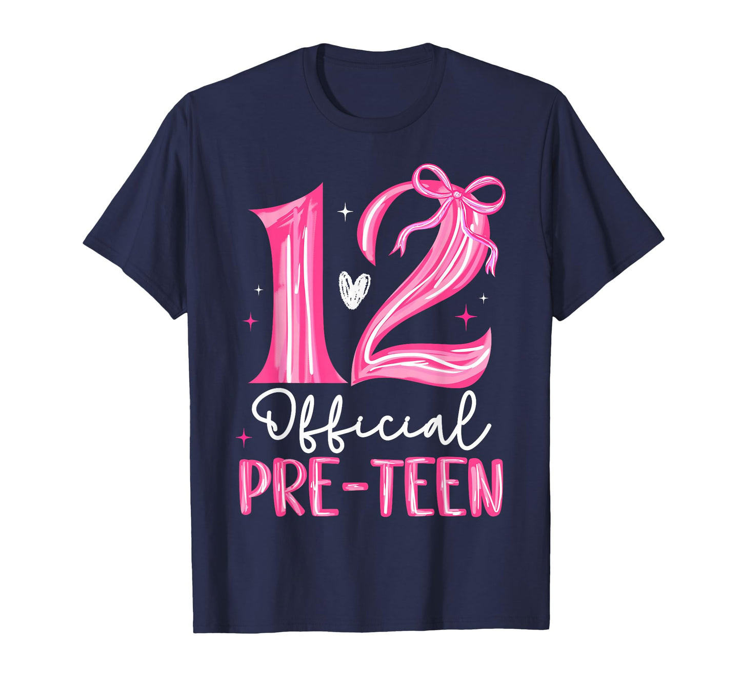 12 Official Pre-Teen 12th Birthday Girl Bow 12 Year Old Kids T-Shirt