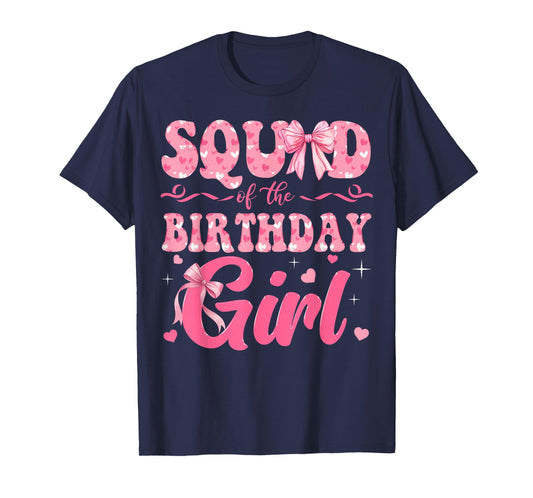 Squad of The Birthday Girl Family Pink Coquette Bow T-Shirt
