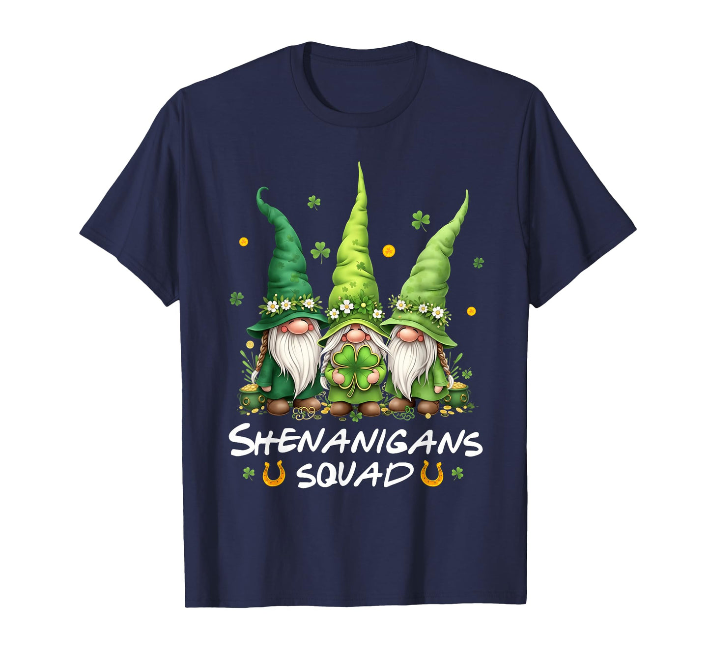 Shenanigans Squad Cute Gnomes St Patricks Day Irish Shamrock T-Shirt