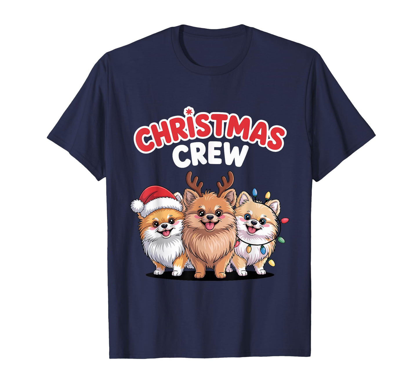 Christmas Crew Xmas Puppy Dog Funny Christmas Pomeranian T-Shirt
