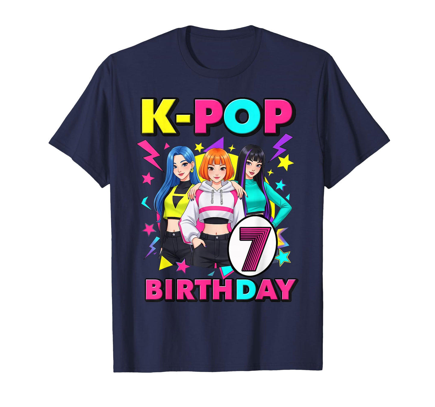 7 Years Old Birthday K Pop Kids 7th Birthday Girls K-pop T-Shirt