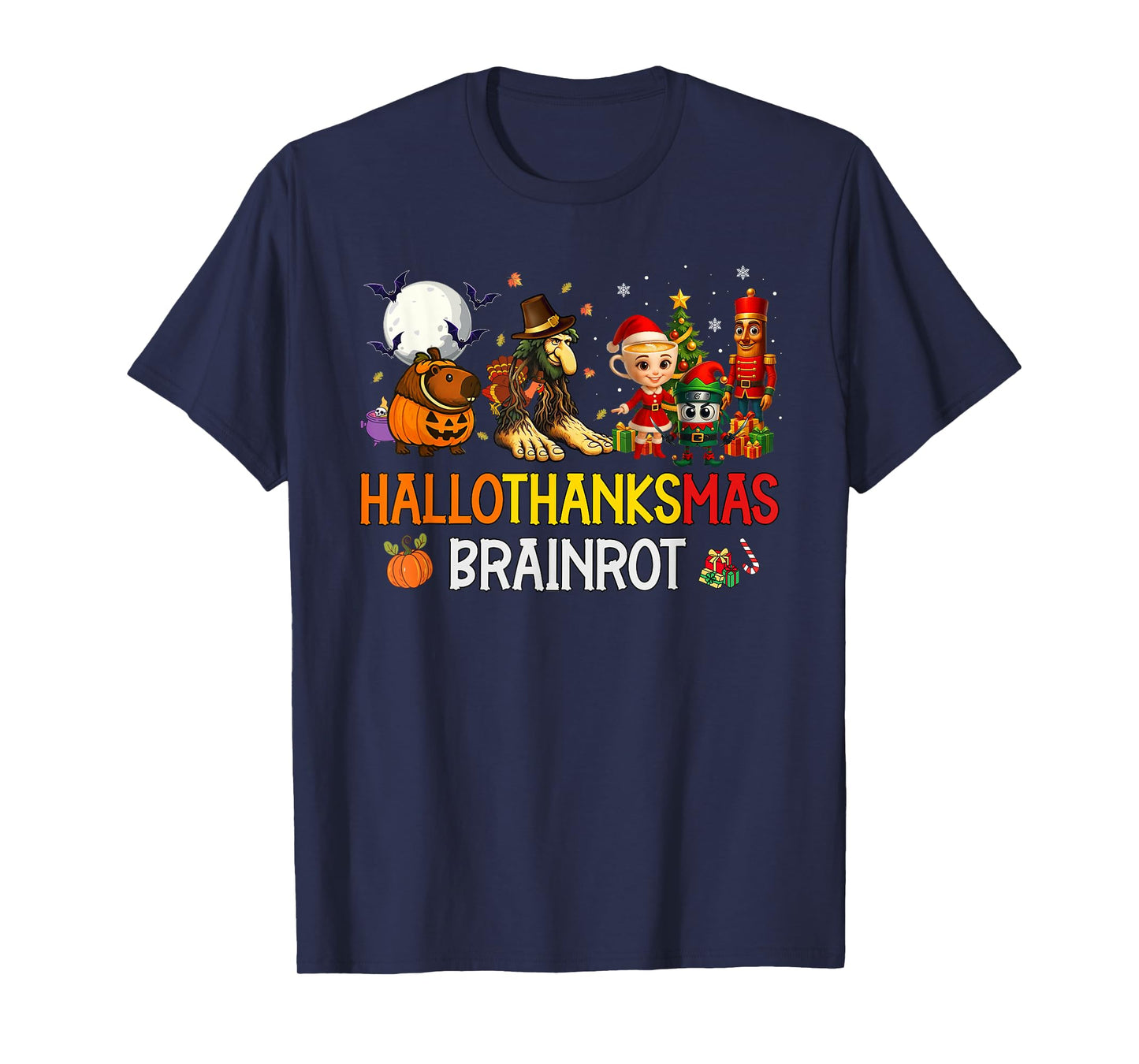 Happy Hallothanksmas Italian Brainrot Halloween Christmas T-Shirt