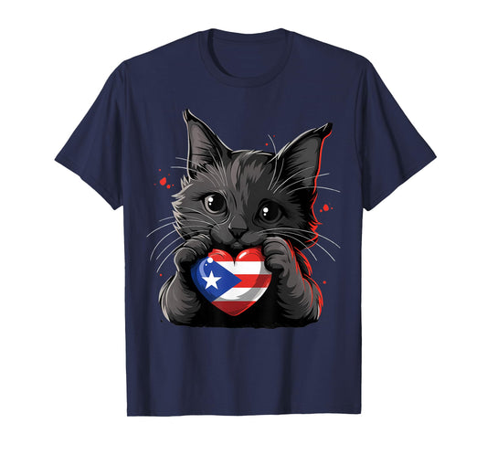 Puerto Rico Flag Cat Boricua Puerto Rican Flag T-Shirt