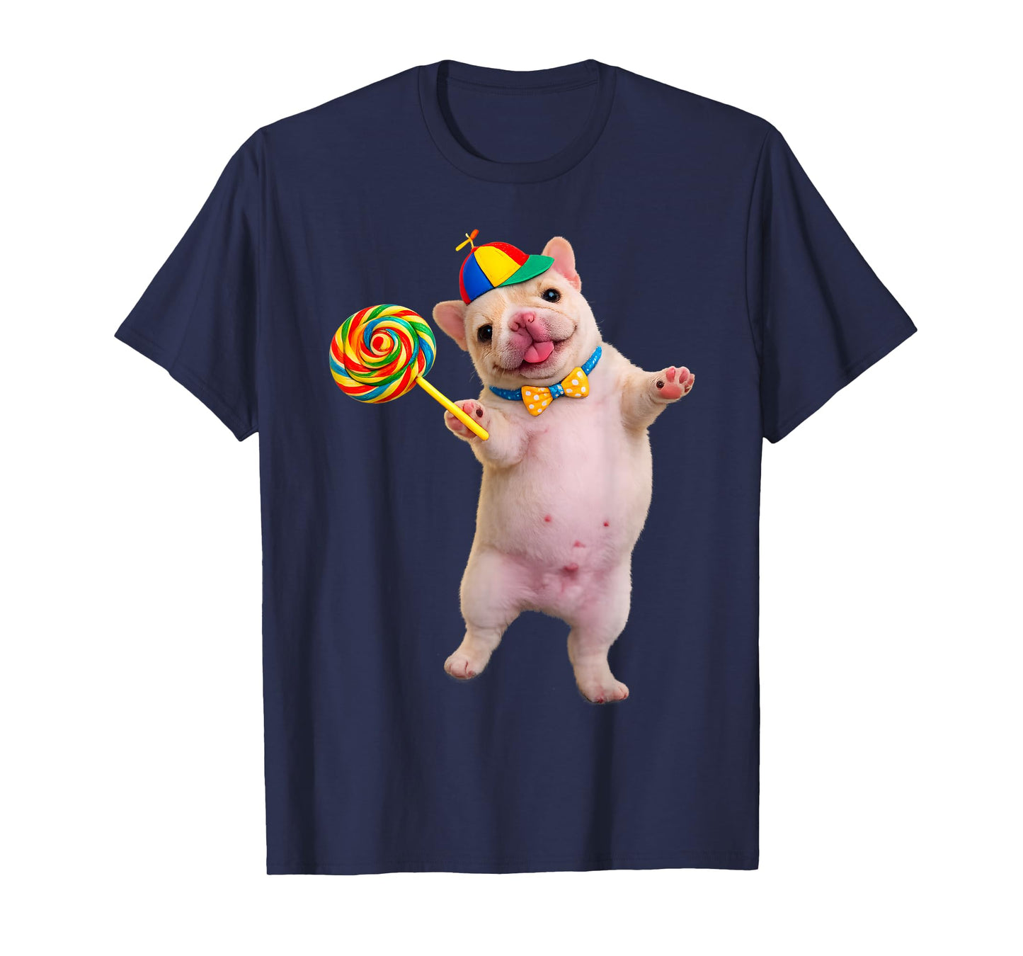 Funny Silly Pibble Dog with Lollipop Meme for Dog Lover Tee T-Shirt