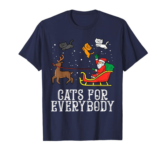 Cats for Everybody Christmas Cat Funny Xmas Women Santa T-Shirt