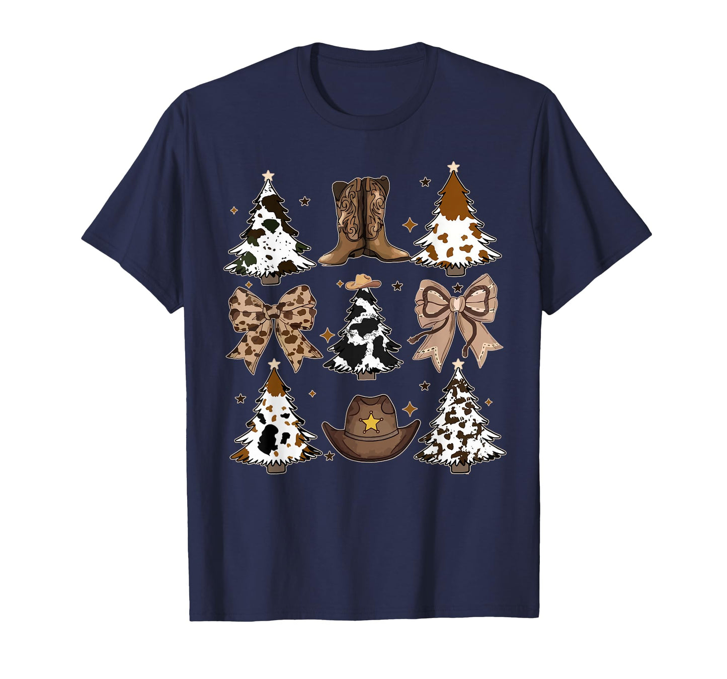 Howdy Christmas Cowboy Cowgirl Squad Coquette Bow Girl Women T-Shirt