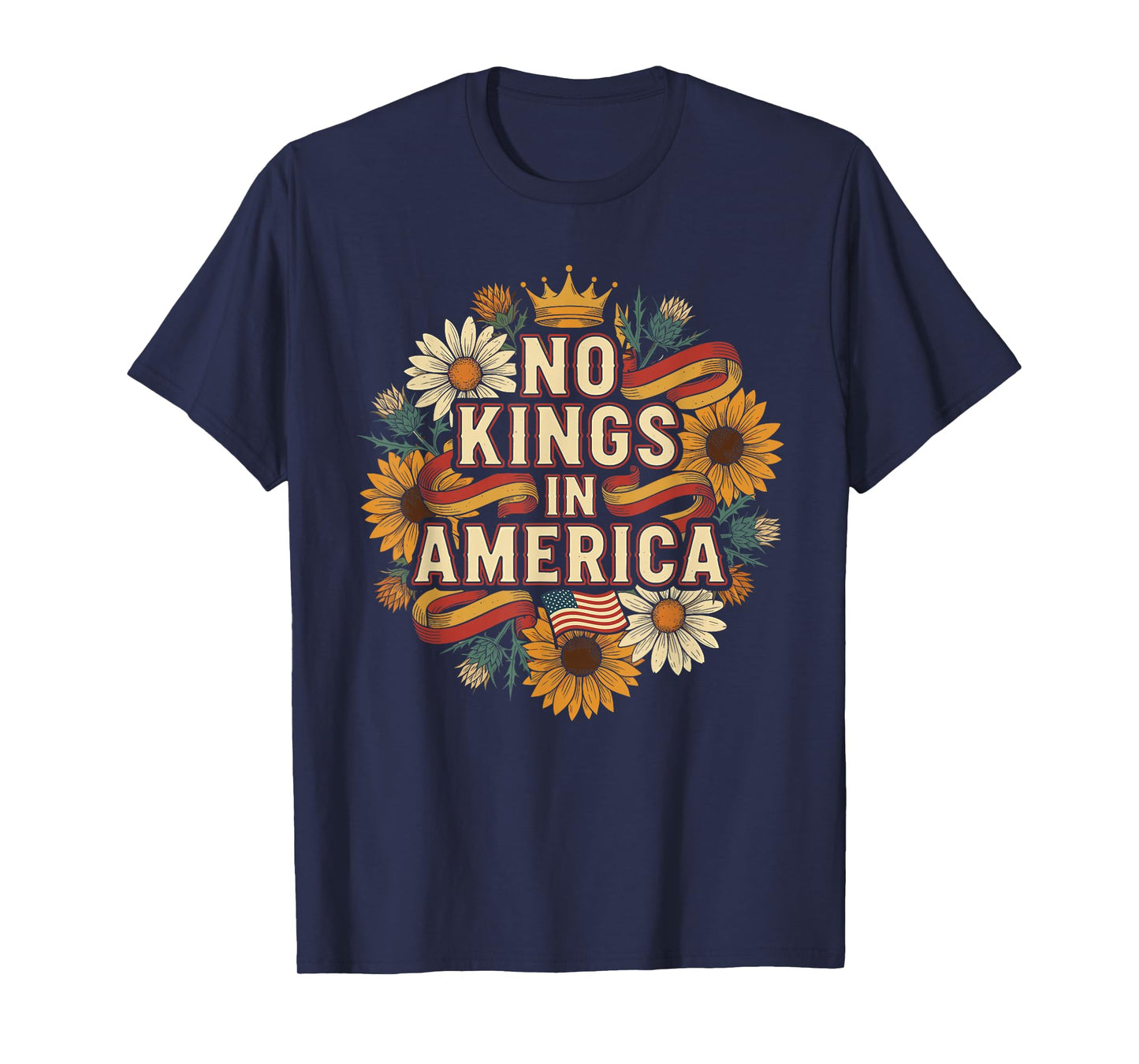 No Kings in America Bold Revolution Quote T-Shirt