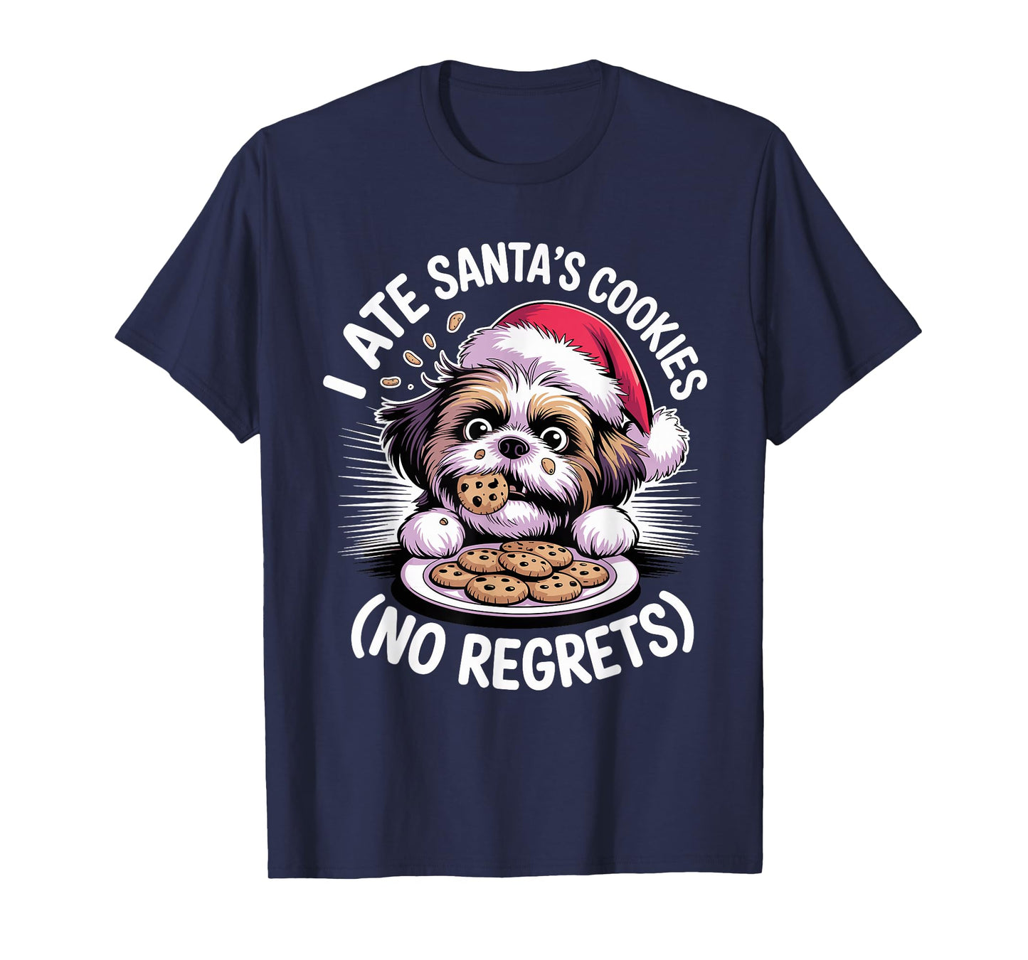 I Ate Santas Cookies Xmas Puppy Funny Christmas Shih Tzu T-Shirt