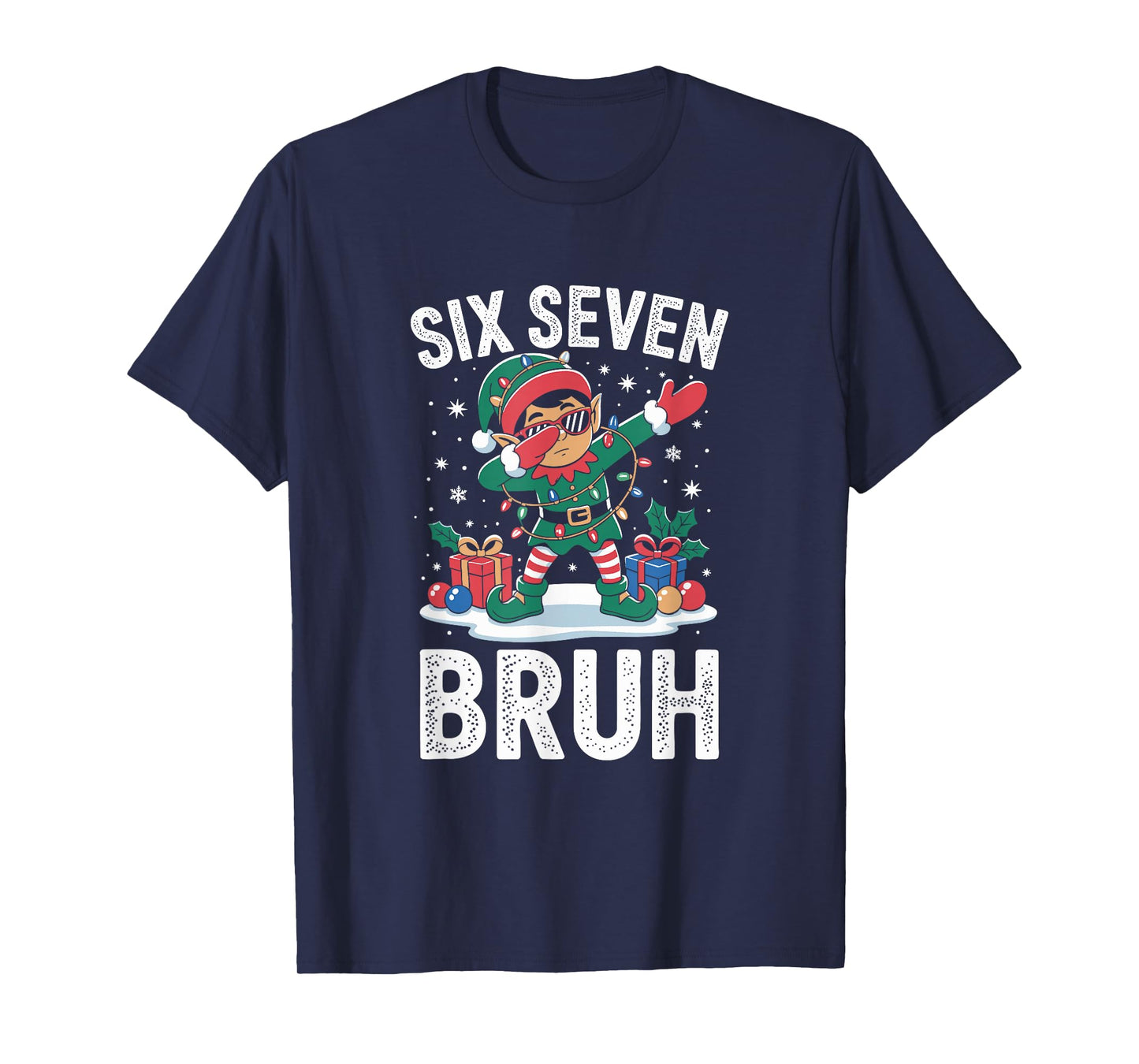 Funny Elf Dab 67 Six Seven Burh Christmas 6 7 Meme Dabbing T-Shirt