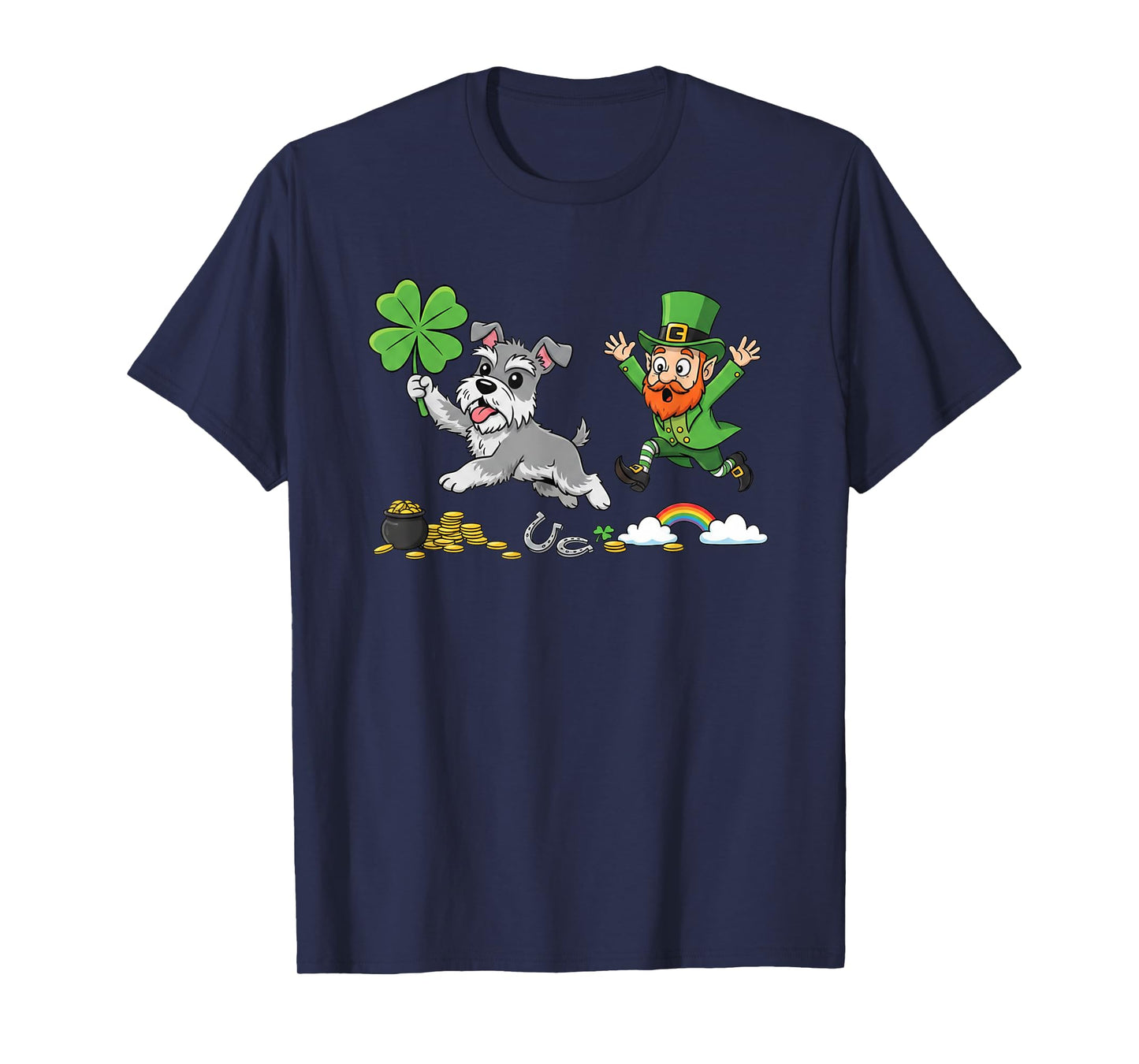 Miniature Schnauzer Clover St Patricks Day Womens Mens Kids T-Shirt