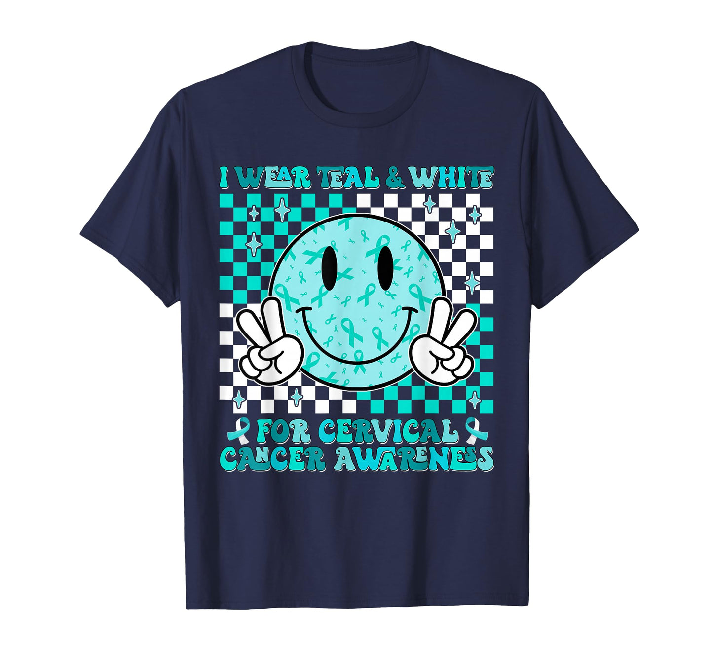 in January We Wear Teal and White Cervical Cancer Awareness T-Shirt