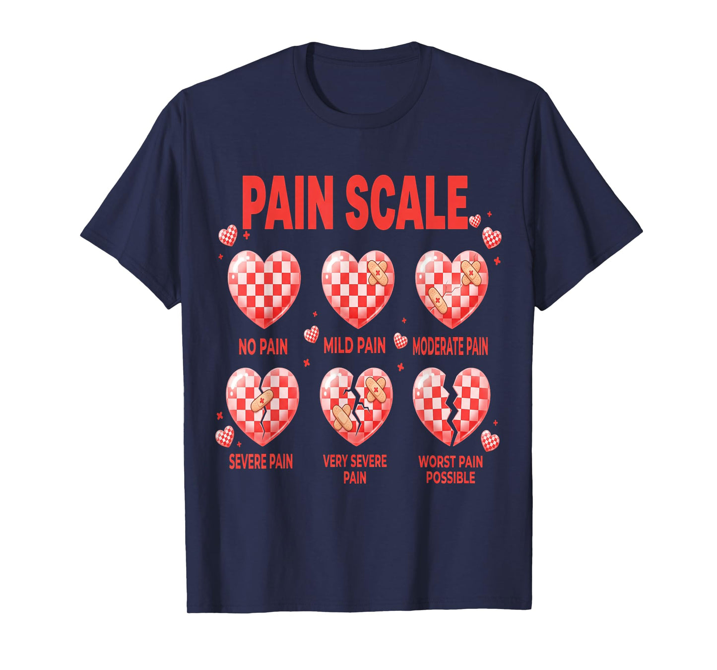 Funny Pain Scale Nurse Valentines Nurses Heart RN ER Nursing T-Shirt