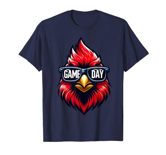 Cool Red Cardinal Bird in Sunglasses Retro 80s Vibe Tee T-Shirt