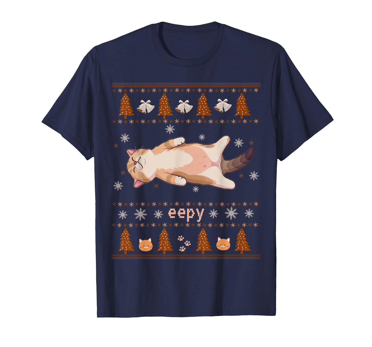 Christmas Eepy Cat Meme Silly Festive Cozy Sleepy Humor T-Shirt