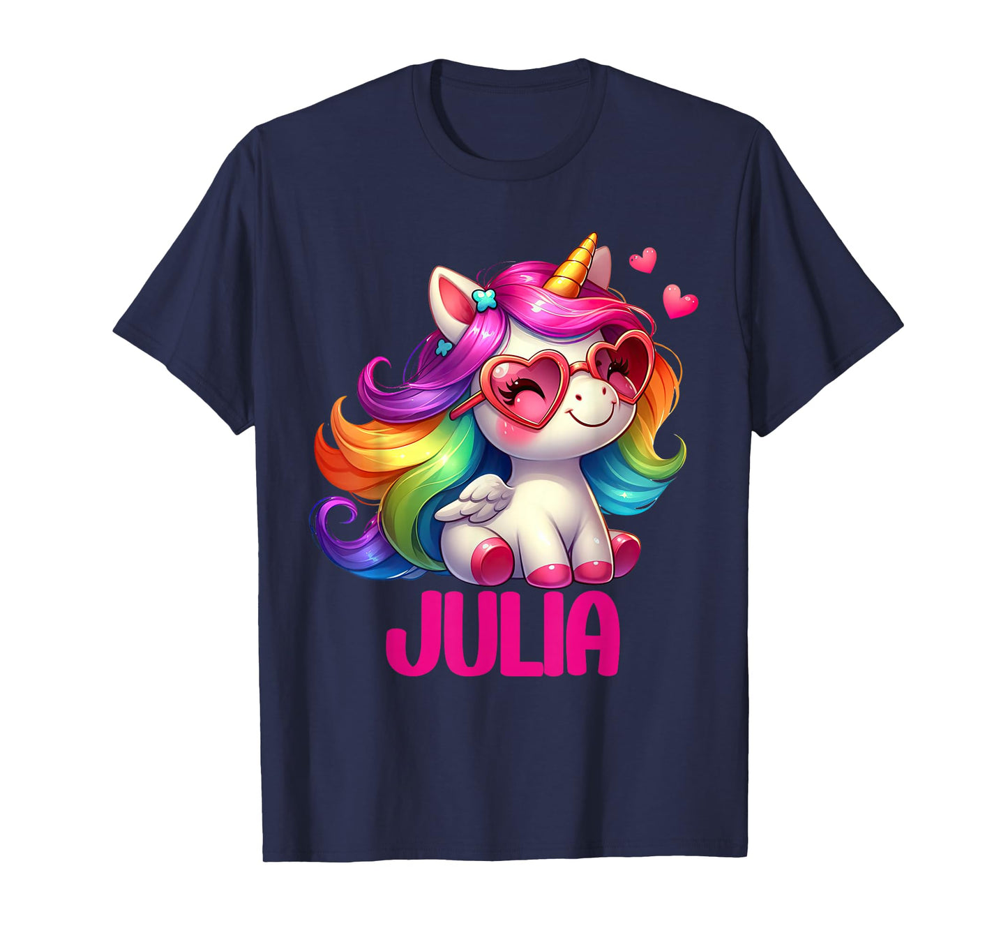 Julia Personalized Name Colorful Unicorn Women Girls T-Shirt