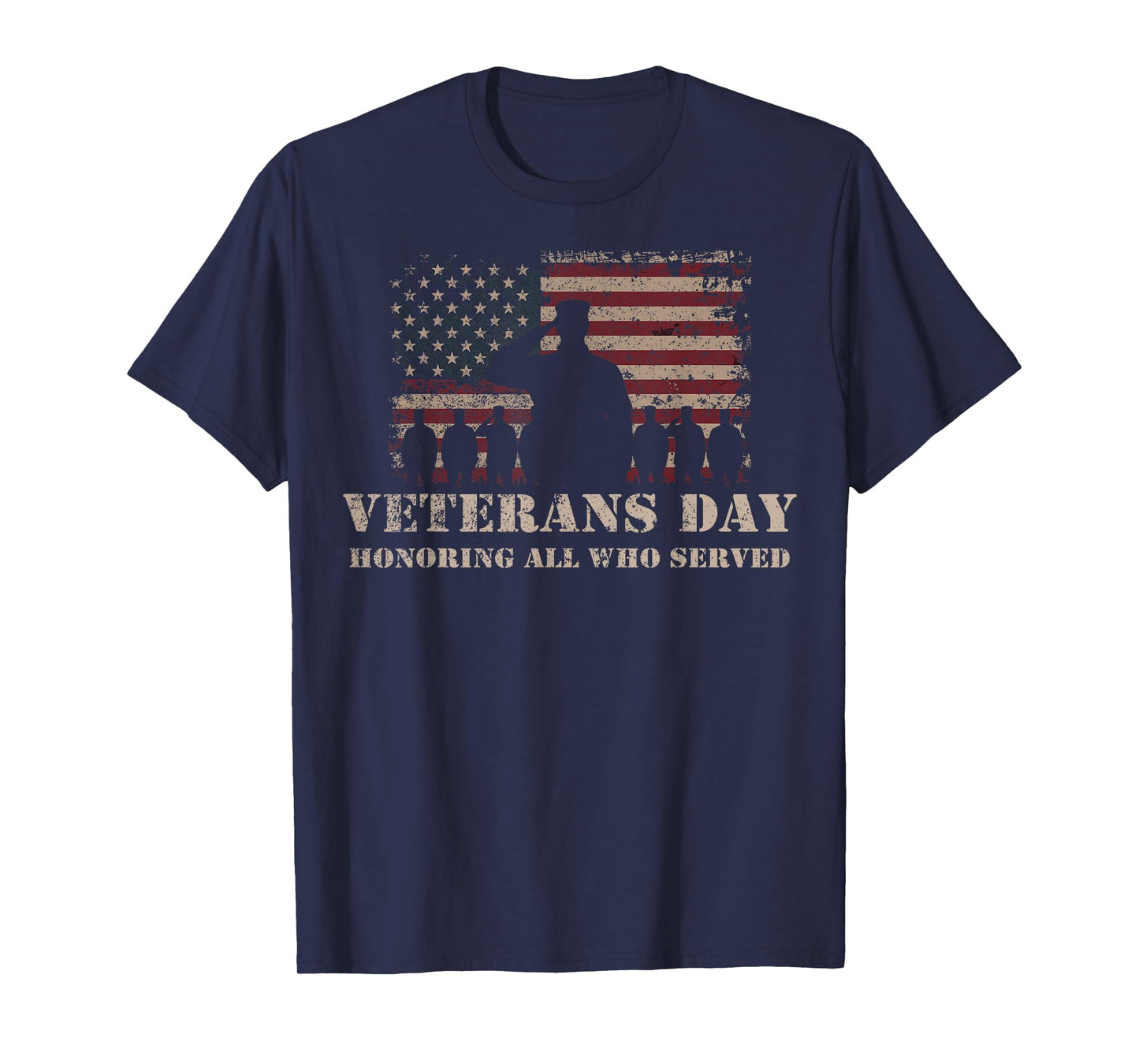 Veterans Day Honoring All Who Served Patriotic Flag Soldier T-Shirt