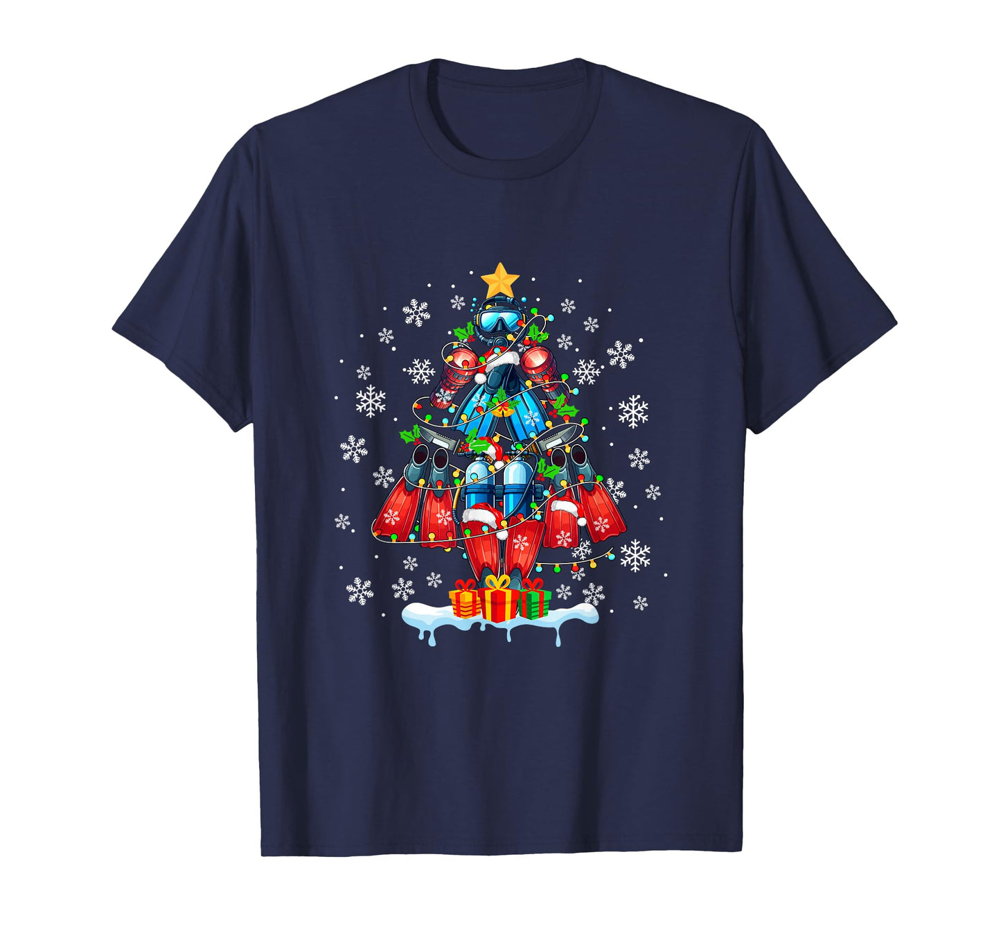 Scuba Diving Tools Christmas Tree Santa Colorful Sport Lover T-Shirt