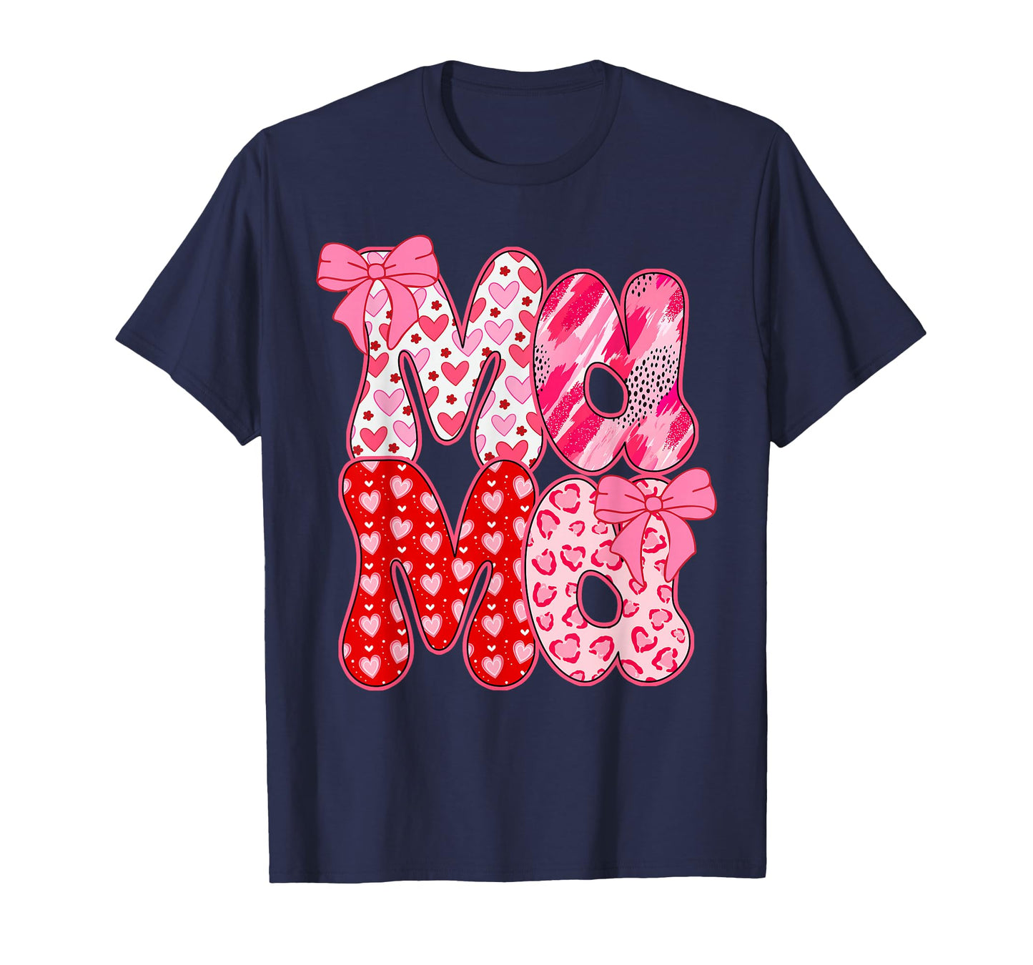 Mama Coquette Bow Leopard Mama Valentine Day Mother's Day T-Shirt